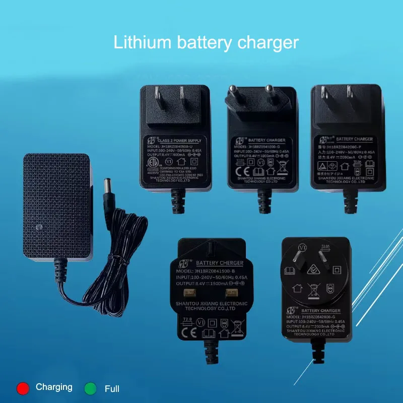 Caricabatteria al litio per utensili elettrici 12,6 V 16,8 V 500 mA 850 mA 900 mA 1 A 1,2 A 2 A 3 A standard USA, UE, Regno Unito