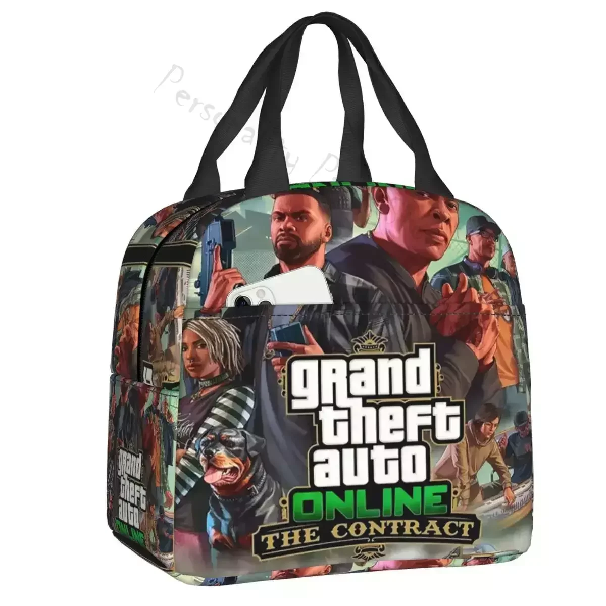 

Grand Theft Auto Insulated Lunch Bag for Women Portable Cartoon Video Game Cooler Thermal Bento Box Kids School Children
