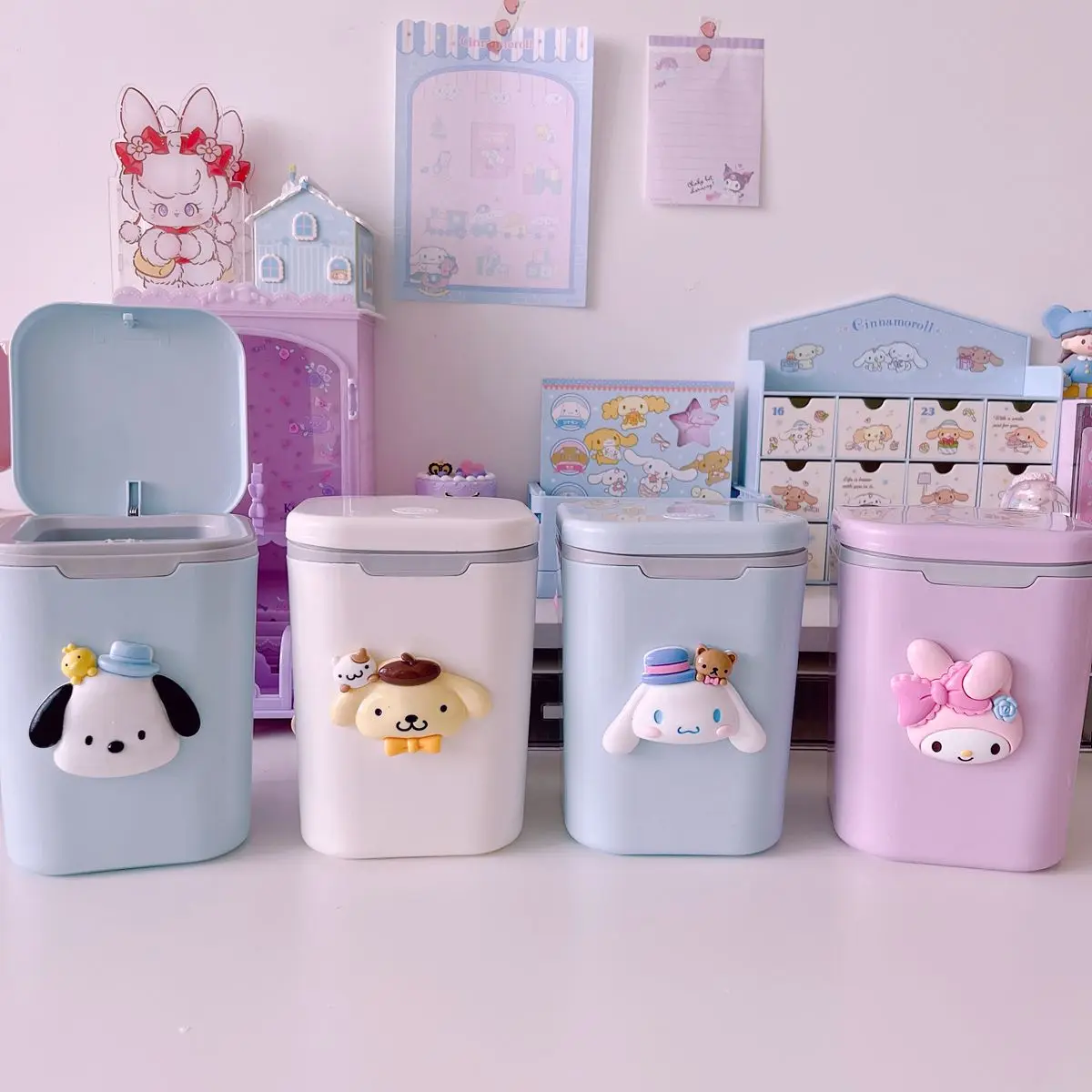 

Корзина для мусора Sanrio Cinnamoroll, понравился, помпон, мусорная корзина, кавайная корзина для мусора, туалетная бумага, корзина для мусора, корзина для бумаги для девочек