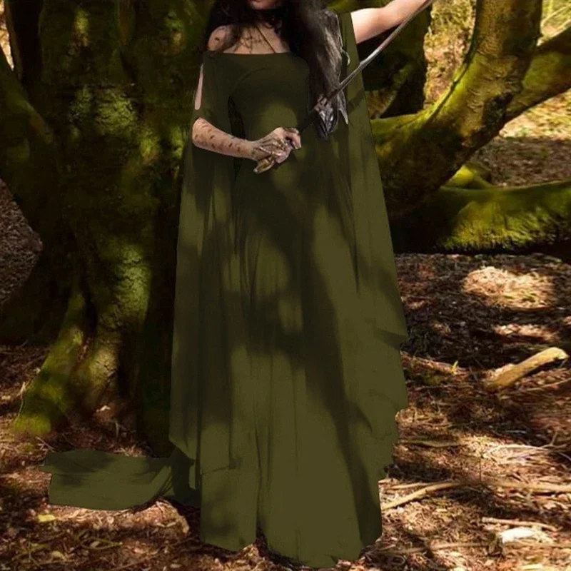 Retro Long Gown Dress Vintage Style Women Fashion Medieval Gothic Dress Floor Length Women Cosplay Dress