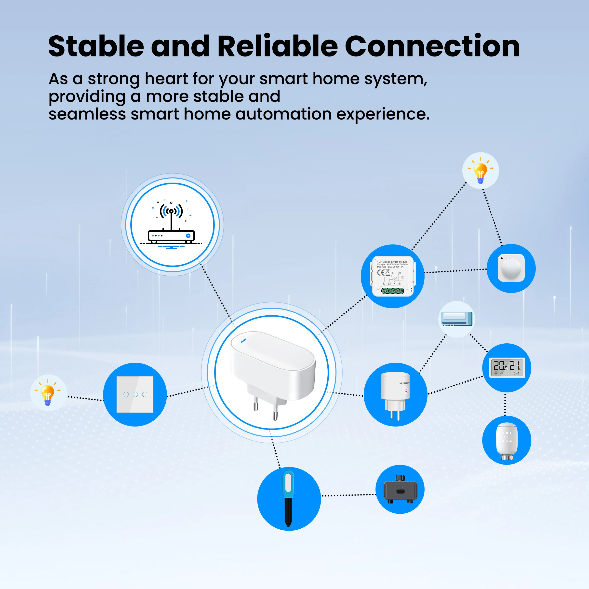 GIRIER Tuya Smart ZigBee Gateway Hub Plug-in Type Multi-mode Bluetooth Gateway Bridge for Smart Home Automation Works with Alexa
