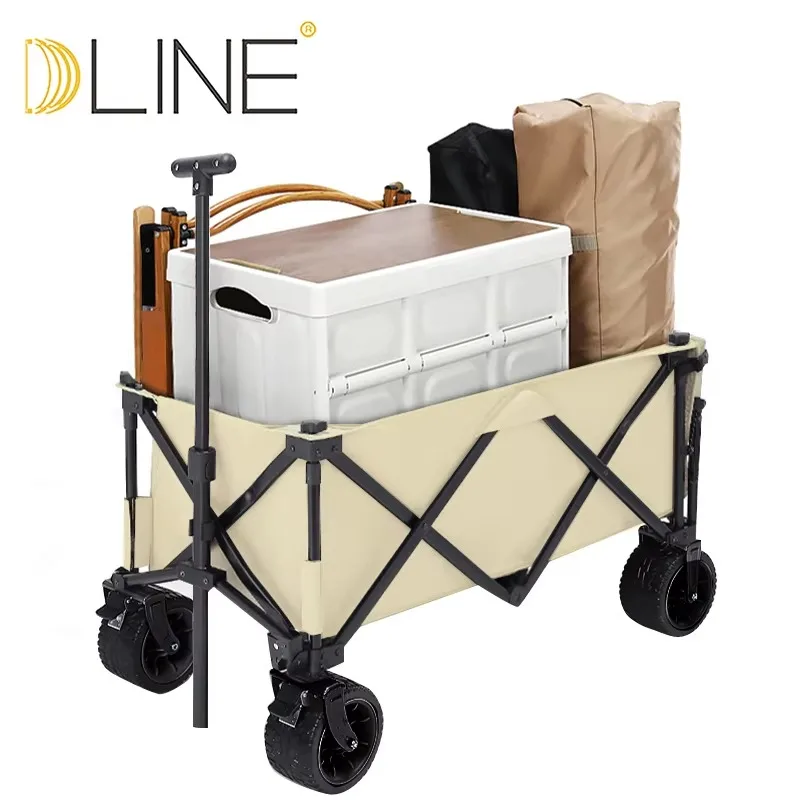 Camping Trolley with All-Terrain Big Wheels Foldable Large Capacity Heavy Multipurpose Stroller