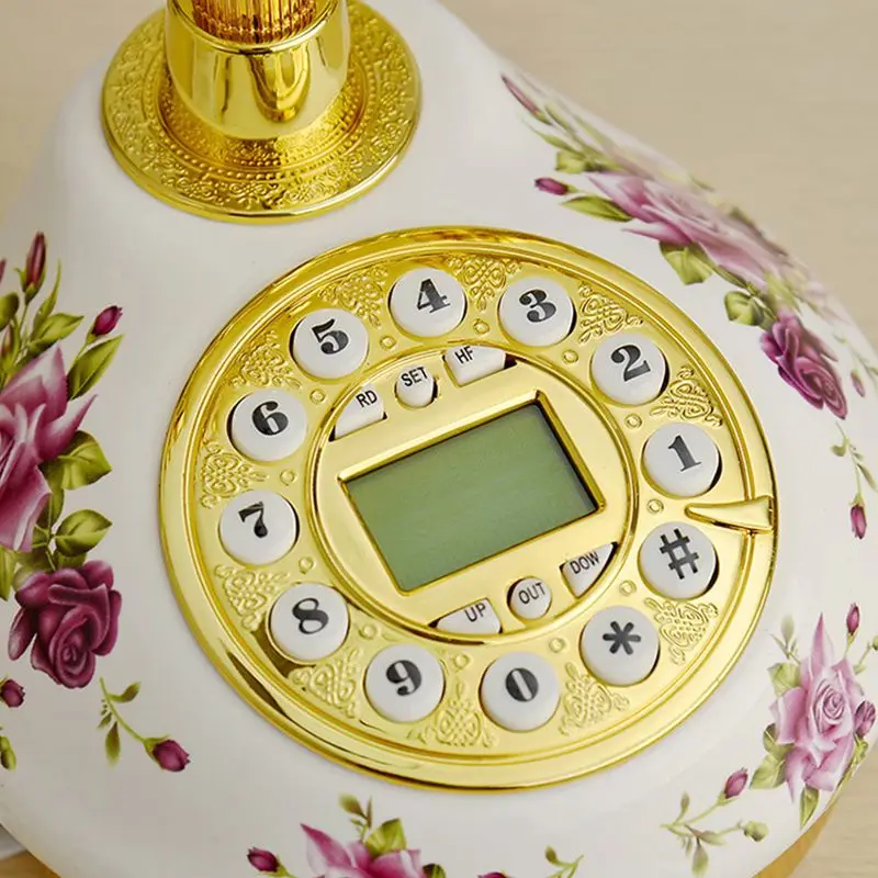 Telefone Fixo Cerâmico com Identificação do Chamador Telefone Antigo com Luz de Fundo da Tela Azul Toque Eletrônico para Casa e Escritório - Imagem 4