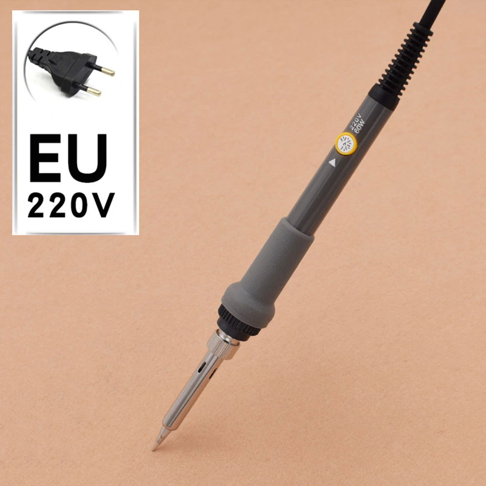 220V Electric Soldering Iron Set Adjustable Temperature Welding Tools EU Plug 200-450 Deg.C with 5 Tips Internal Heat Type hot stapler