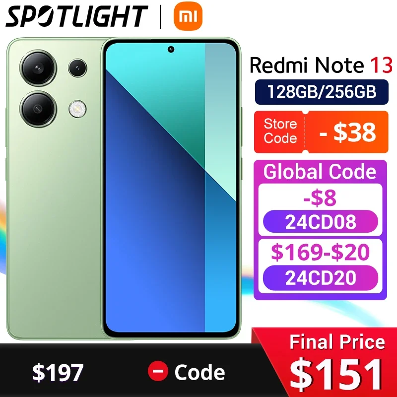 Xiaomi-teléfono móvil Redmi Note 13 versión Global, smartphone con Pantalla AMOLED de 120Hz, 33W de carga, cámara de 108MP, Snapdragon 685, Octa core