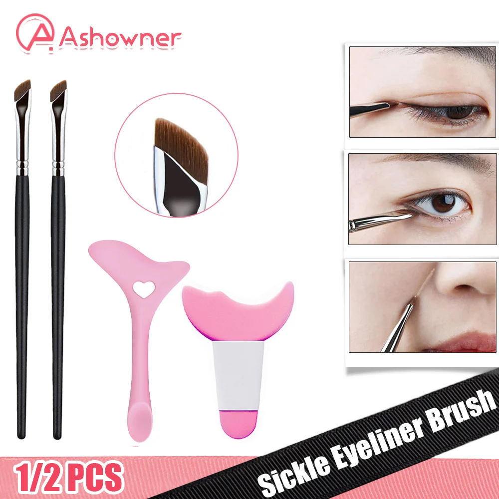 

1/2PC Sickle Eyeliner Brush Knife Makeup Brush Ultra Thin Fine Oblique Angle Eyebrow Contour Brush Portable Makeup Cosmetic Tool