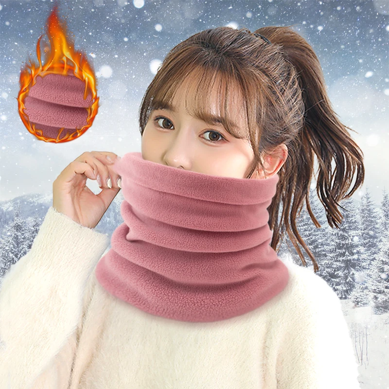 2022 New Warm Fleece Scarf solid Color Cashmere Winter Scarf Outdoor Snood Scarves Women Men Plush Thick Circle Neck Scarfs Ring