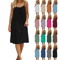 Robe sexy dos nu pour femmes, couleur unie, coupe ample, sans manches, robe courte réglable avec bretelles, robe d'été pour vacances à la plage 2