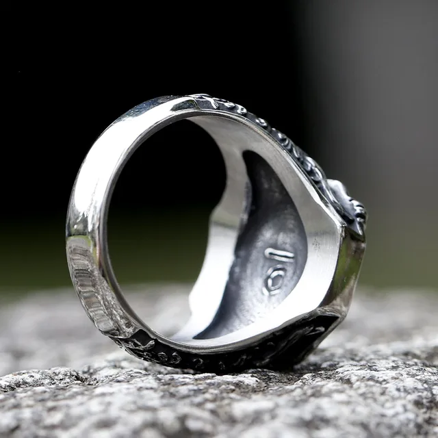 Bague Viking En Acier Inoxydable - Motif Runes Nordiques - Cadeau Homme Style Vintage