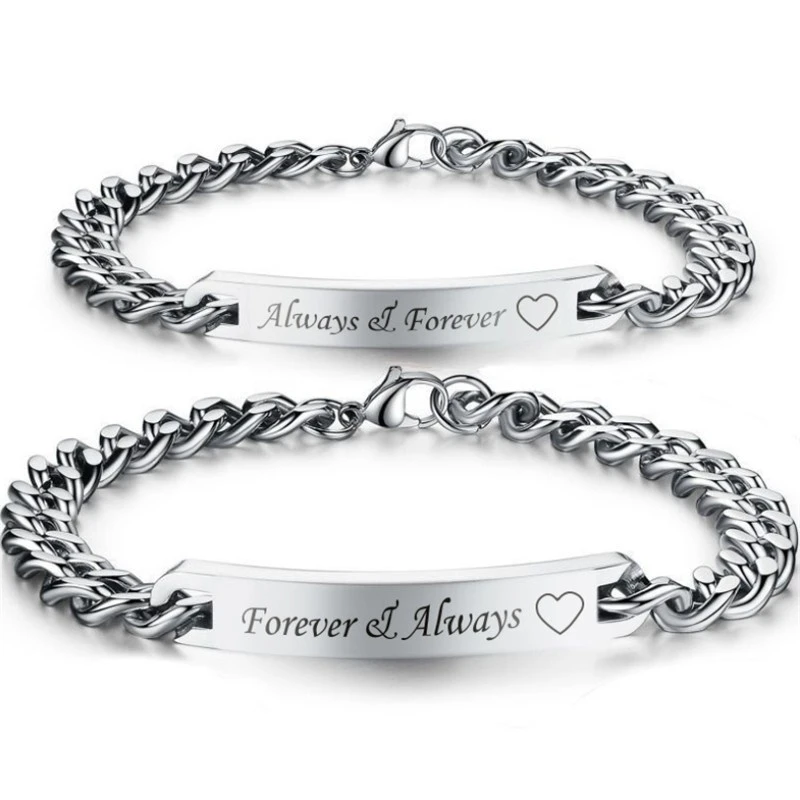 Фото Мужские браслеты из нержавеющей стали с гравировкой «Always Forever» №1