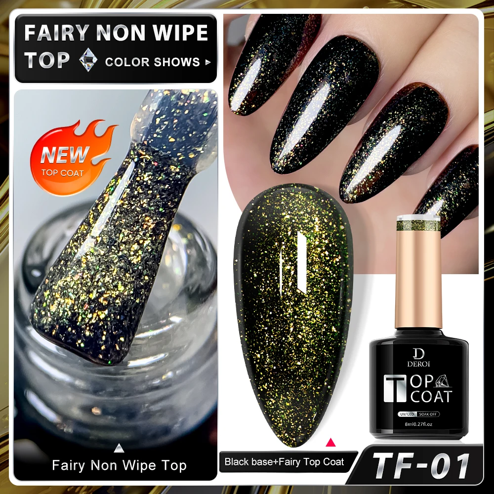 8ML Super Shinny Gel Top Coat Flash No Wipe Top Coat Matte Glitter Topcoat Aurora Varnish Soak Off Flake UV Gel Polish Nail Art 2