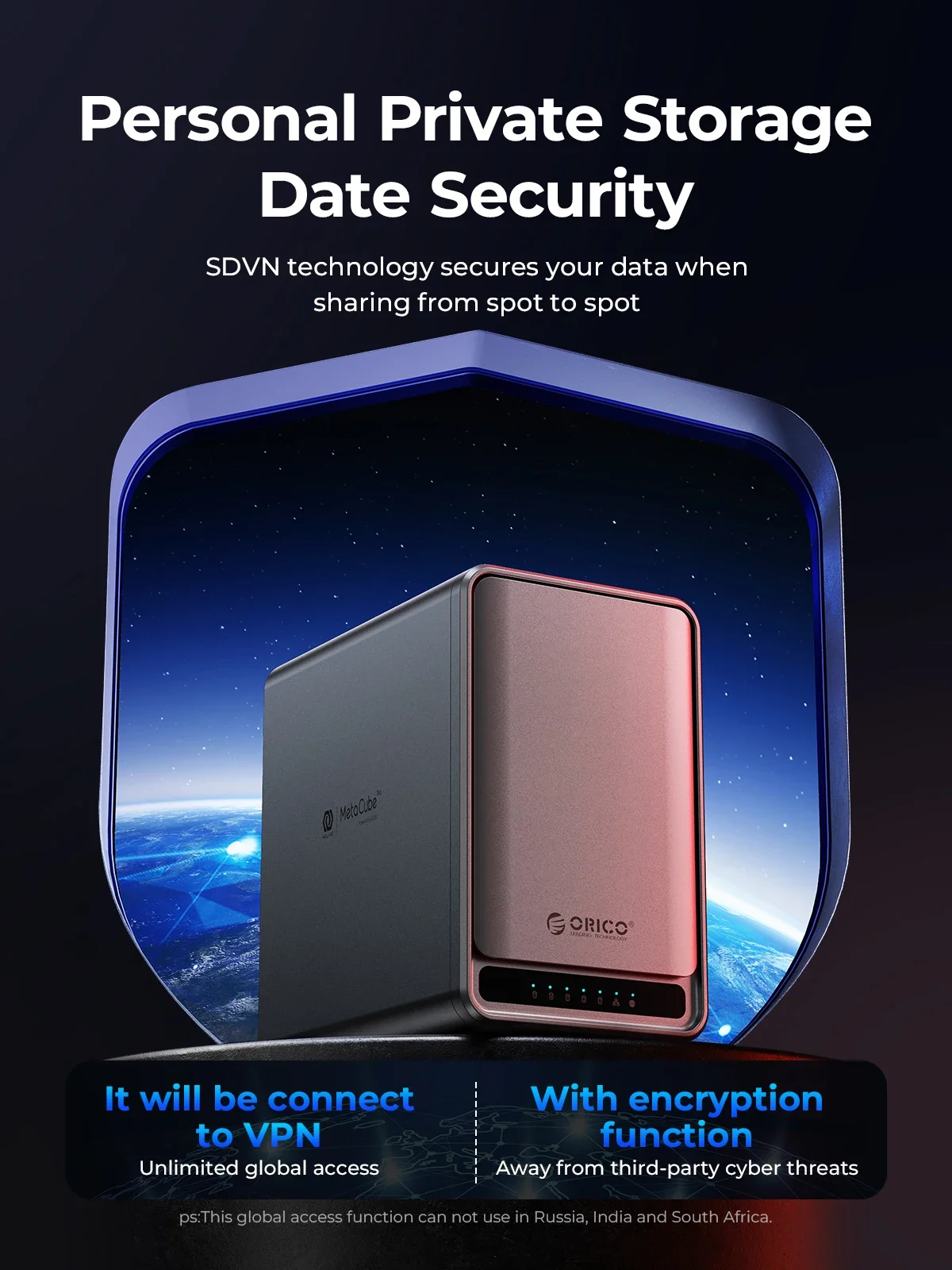 ORICO MetaCube Household Storage Type-C 3.5" HDD Case Dual-bay NAS with Automatic Backup Remote Access with Offline BT Download