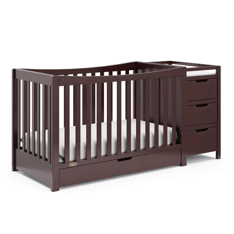 Remi 4-In-1 Convertible Crib & Changer With Drawer (Espresso) &ndash; GREENGUARD Gold Certified, And Changing-Table Combo, I