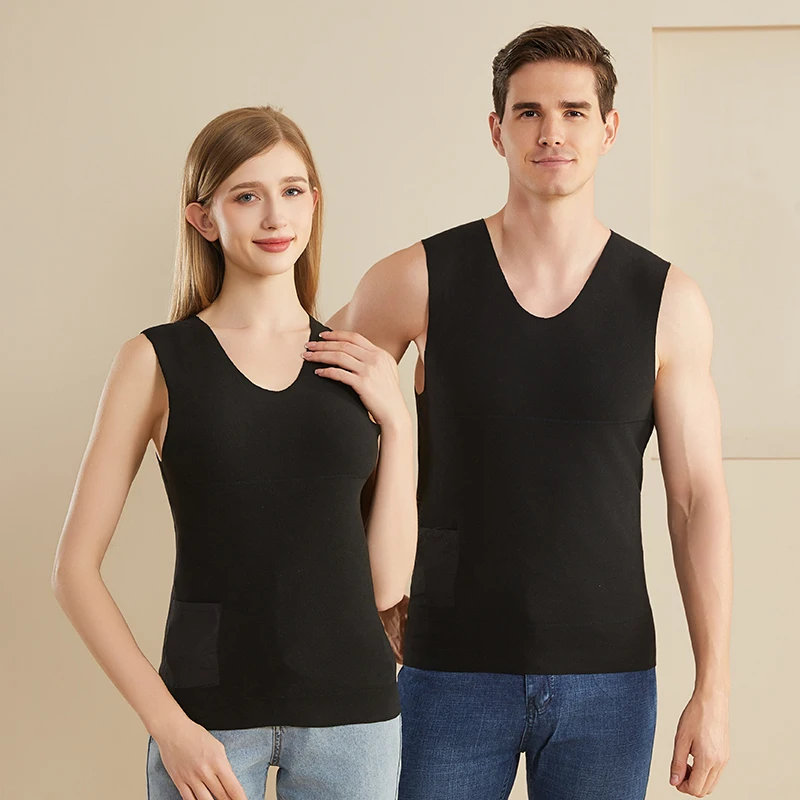Mens Winter Heating Vest Slim Fit Casual Warm Sleeveless Top