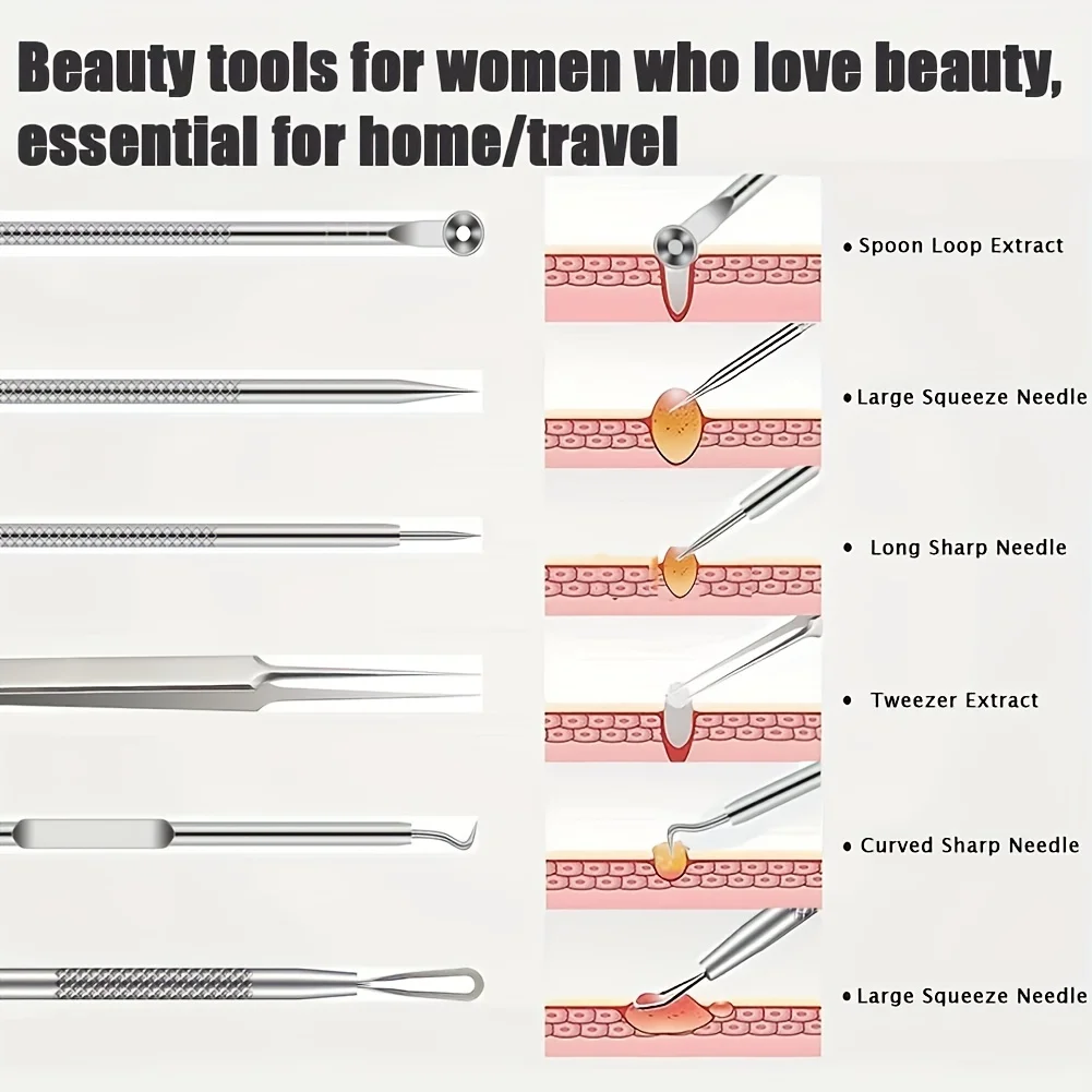 6-Piece Acne Shots and Blackhead Removal Tools - Multifunctional Pore Cleansing Tools for Facial Skin Beauty Care 3