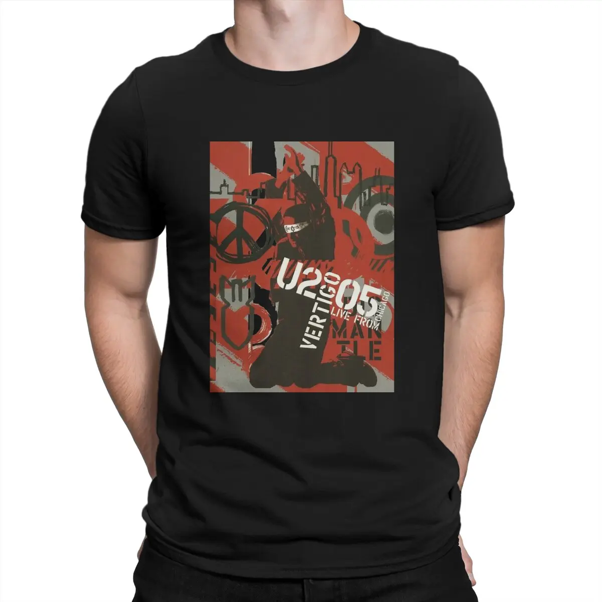 

Men Poster T Shirts U-U2 Band Pure Cotton Tops Creative Short Sleeve Crew Neck Tees New Arrival T-Shirts