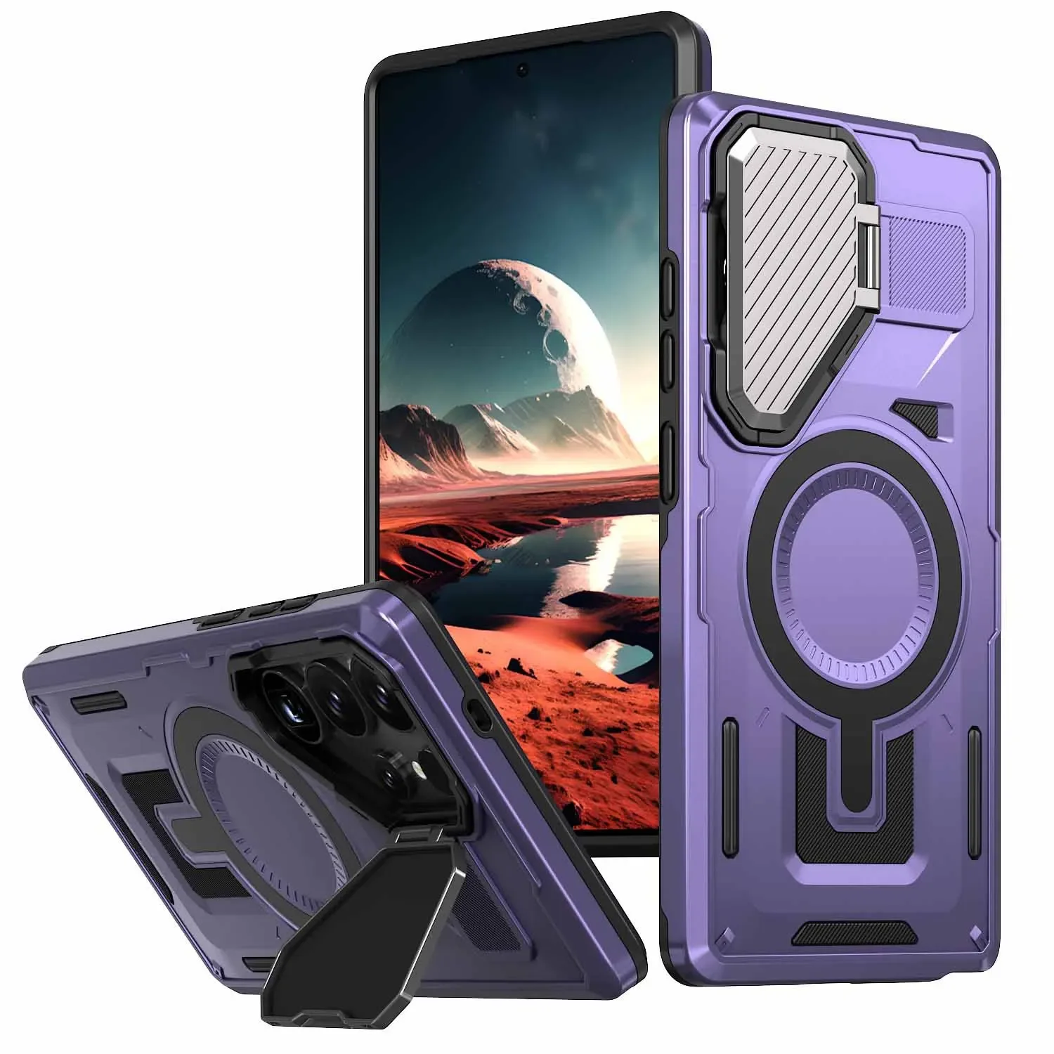 Magnetic Ring Stand Phone Case with 360-Degree Rotation and Enhanced Grip