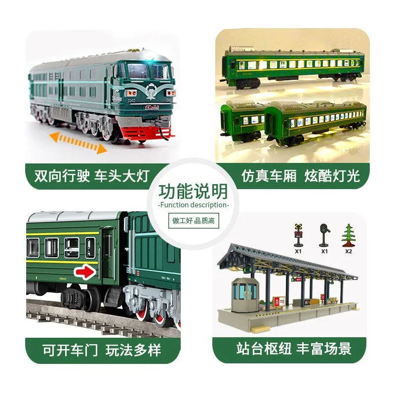 Train Set Toys 1pcs  Headstock And 2 Pcs Carriage LED Lights 180cm Track Simulated Train Toy Model Gifts For 3 4 5 6 7 8+ Year 3