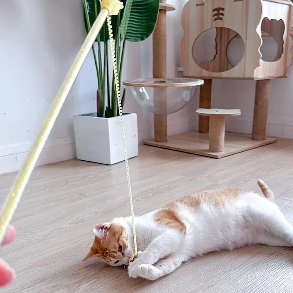 

Cat Teaser Rod Vibrant Sequin Design Cat Teaser Stick Long Pole Bite-resistant Interactive Toy for Funny Pet Wand Play