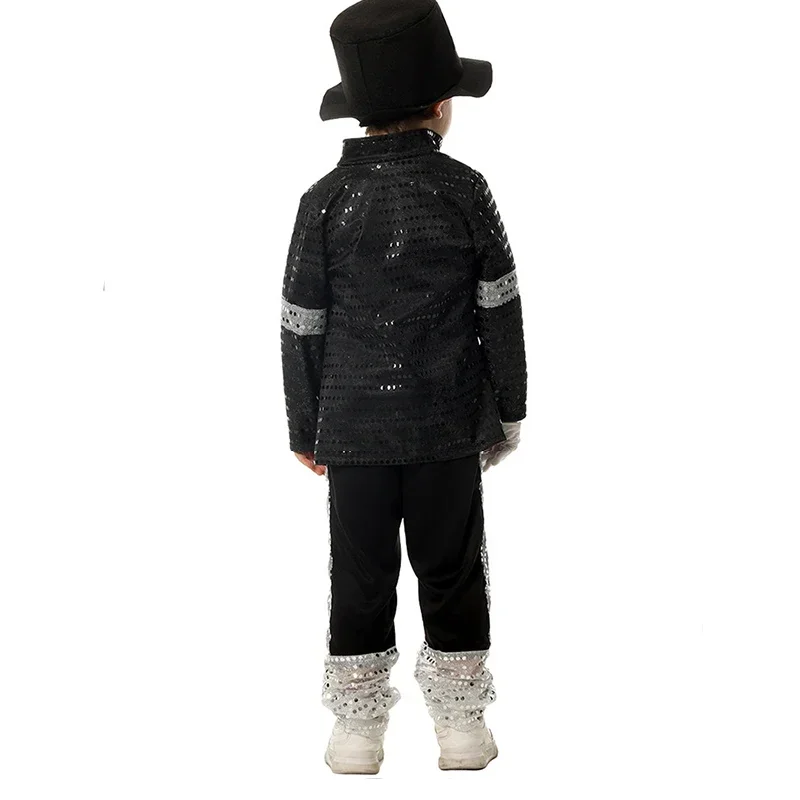 YUNDA Boy Michael Jackson Billie Jean Cosplay Black Suit Dance Disco Halloween Fancy Dress Up 80s Pop King Costume for Kid YUNDA
