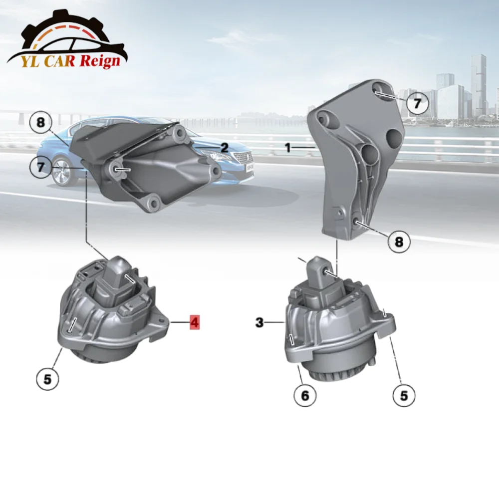For BMW F07 F10 F11 520i 523i 523d 525d 528i 530i 550i F12 F13 650i 2Pcs Engine Mount 22117935149 22116860009 22116780263