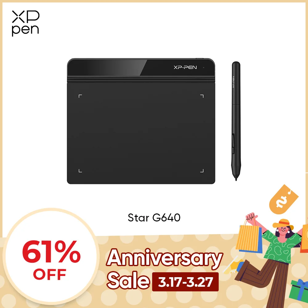 XPPen Star G640 Graphics Tablet 6 Inch Digital Drawing Tablet for OSU Animation Art Online Education 8192 Levels Pressure 266RPS