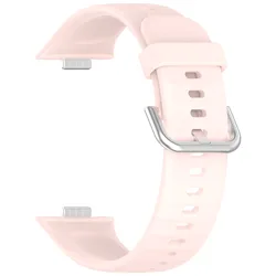 Soft and Durable Silicone Watch Strap with Silvery Metal Buckle for Huawei Fit 4 3 (8 official pink)