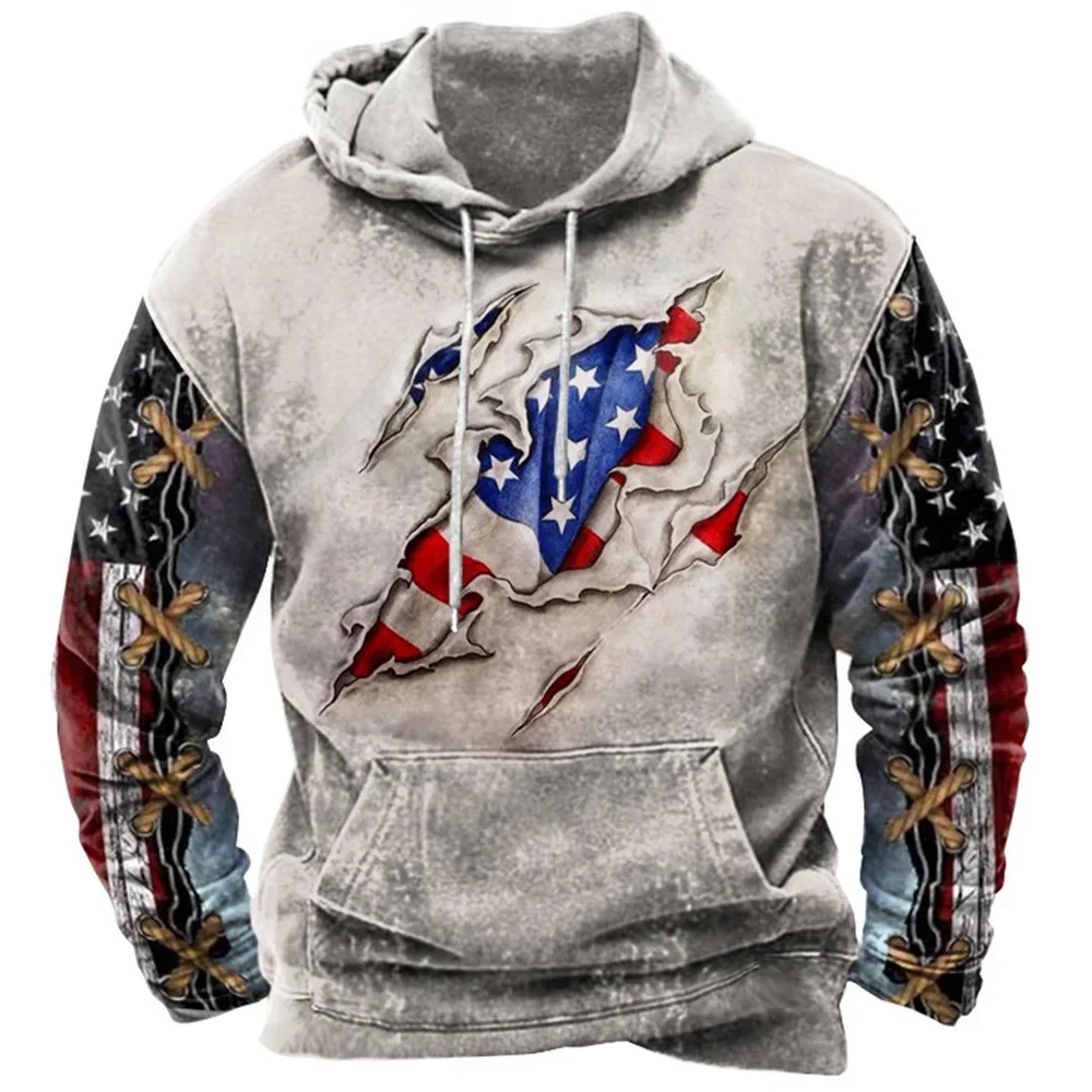 thumbnail image 1 of Sudadera con capucha con estampado de bandera de EE. UU. a la moda para hombre, tendencia de hip hop, ropa vintage Harajuku, novedad de primavera y otoño, sudaderas, tops de gran tamaño, 1 of 4