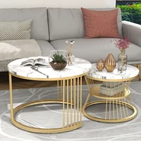 Table basse Fangange, table d'appoint, table gigogne, table de canapé, table à lampe, ronde, avec tapis antidérapant, structure métallique, sans bords tranchants, pour salons, chambres, balcons, espaces de détente, appartements, blanc/noir. 2