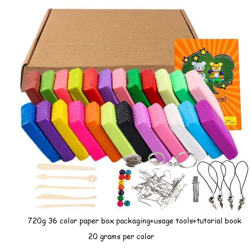 Polymer Clay Starter Kit 24/36/50 Colors Baking Modeling DIY Accessories