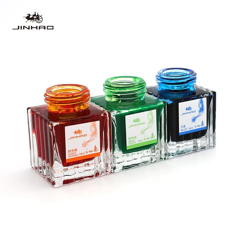 Jinhao 30ml 만년필 잉크 고품질 컬러 잉크 유리 병 잉크 리필 카트리지 학교 쓰기 사무용품 편지지