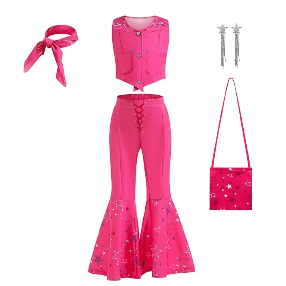 Girls Cowgirl Dress Girls Costume for Kids Girls Cosplay Birthday Party Princess Pink Halloween Carnival For Girls Top Trousers - 4