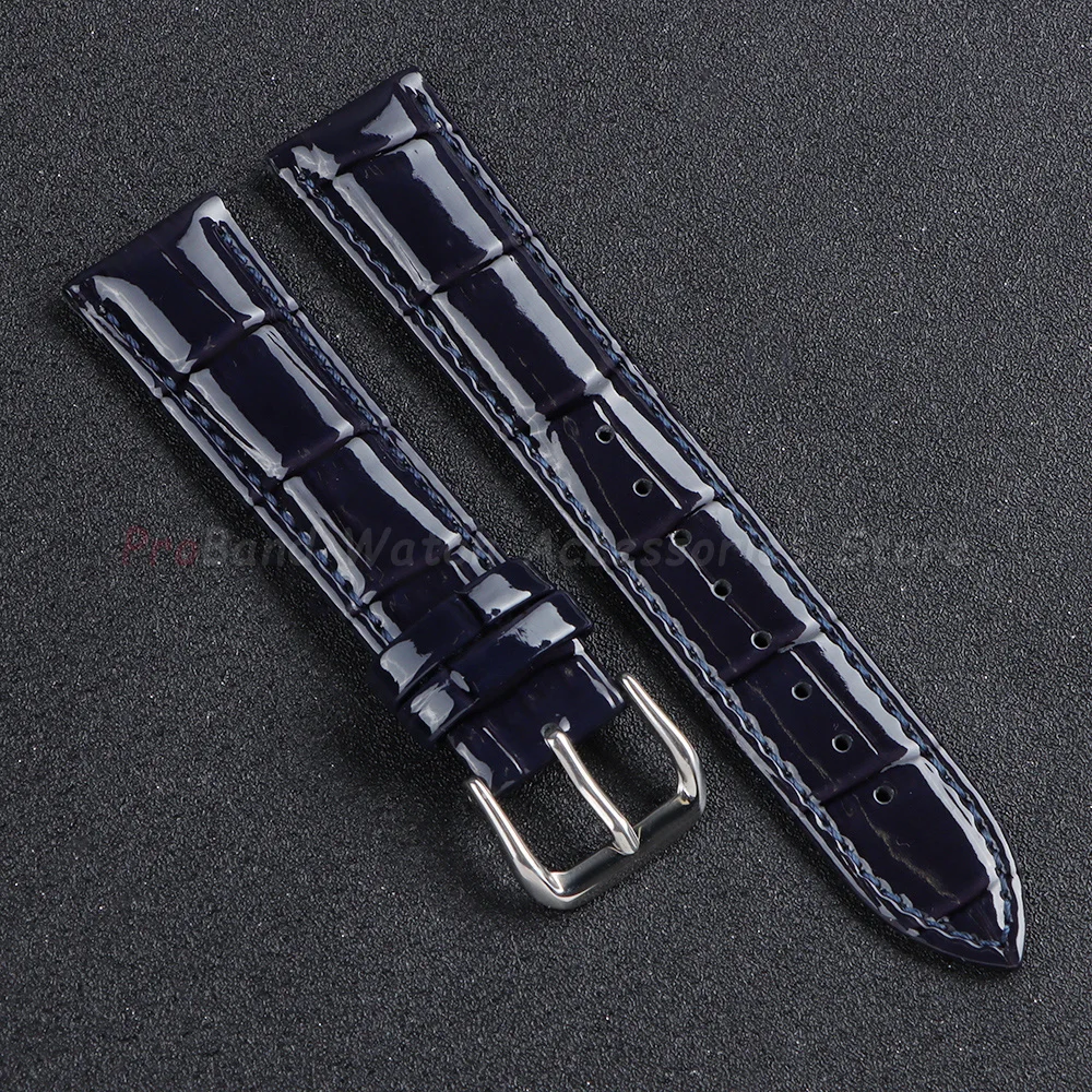 Premium Shiny Leather Watch Strap Replacement Bracelet