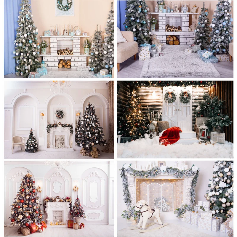 

SHUOZHIKE Art Fabric Christmas Day Indoor Theme Photography Background Christmas Tree Backdrops For Photo Studio Props CHM-101