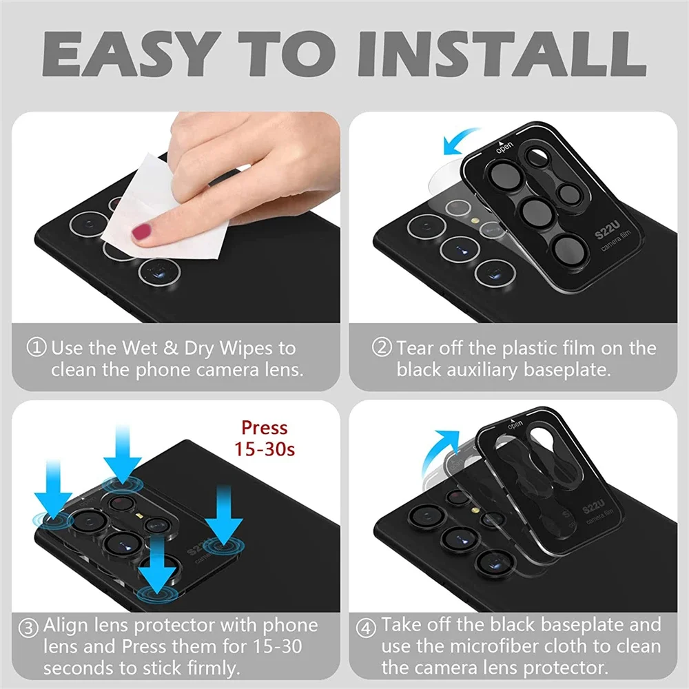 Aluminum Alloy Tempered Glass Camera Lens Protector Film