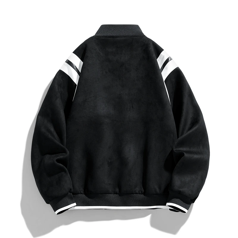 Men Spring Autumn Faux Suede Bomber Patchwork PU Leather Jacket Fashion Baseball Clothes Stand-up Collar Coat Oversize Brand