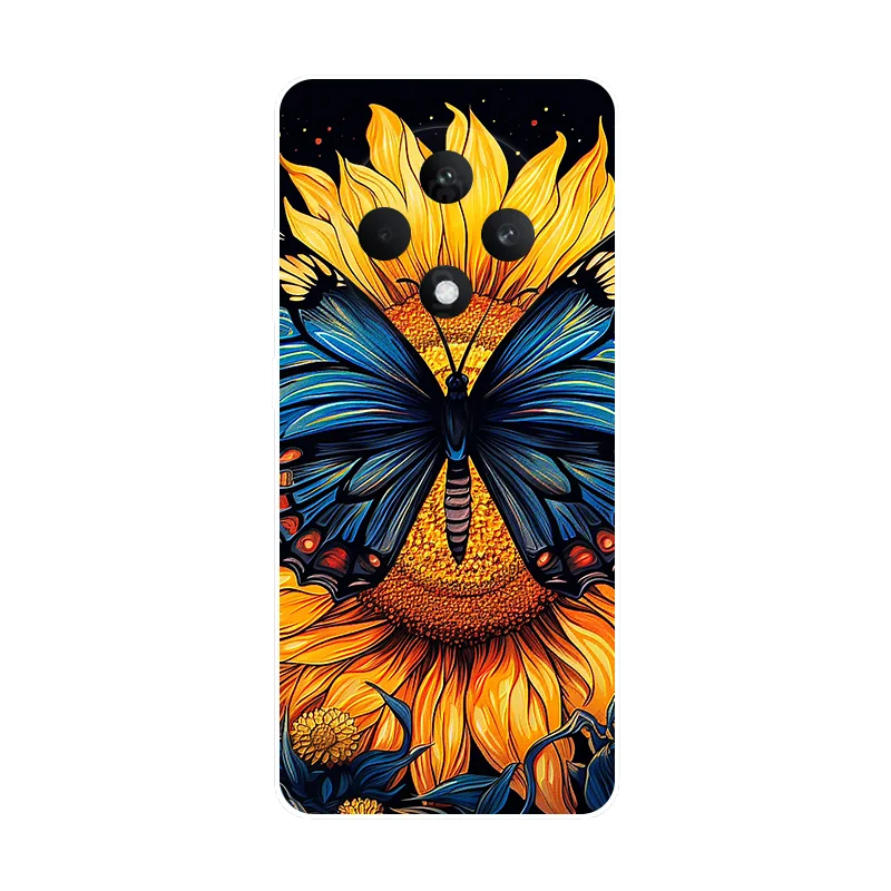 Flower Cat Painted Soft Silicone Case - Stylish Protective Cover