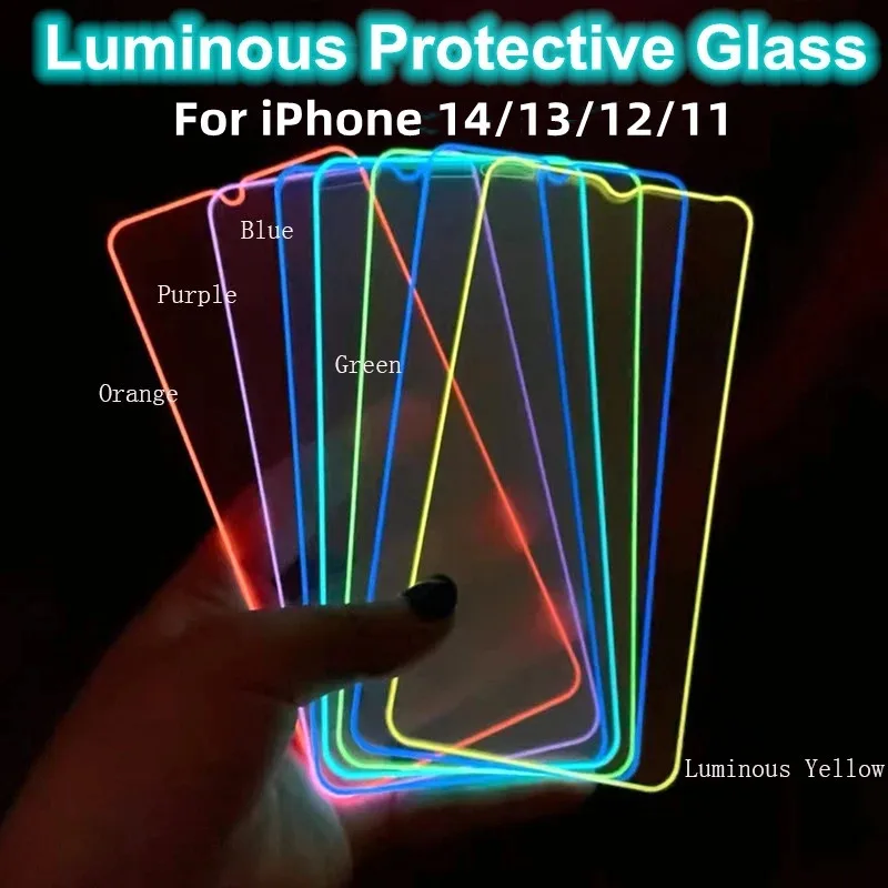 412764-641847.jpg S44231565d8ab4b6da7fd4c7f47784f4cn Luminous Tempered Glass for iPhone 13 Pro Max, Screen Protector Glowing Protective Glass For iPhone 15, 14 Pro Max, 13 Mini Glass Mallzona