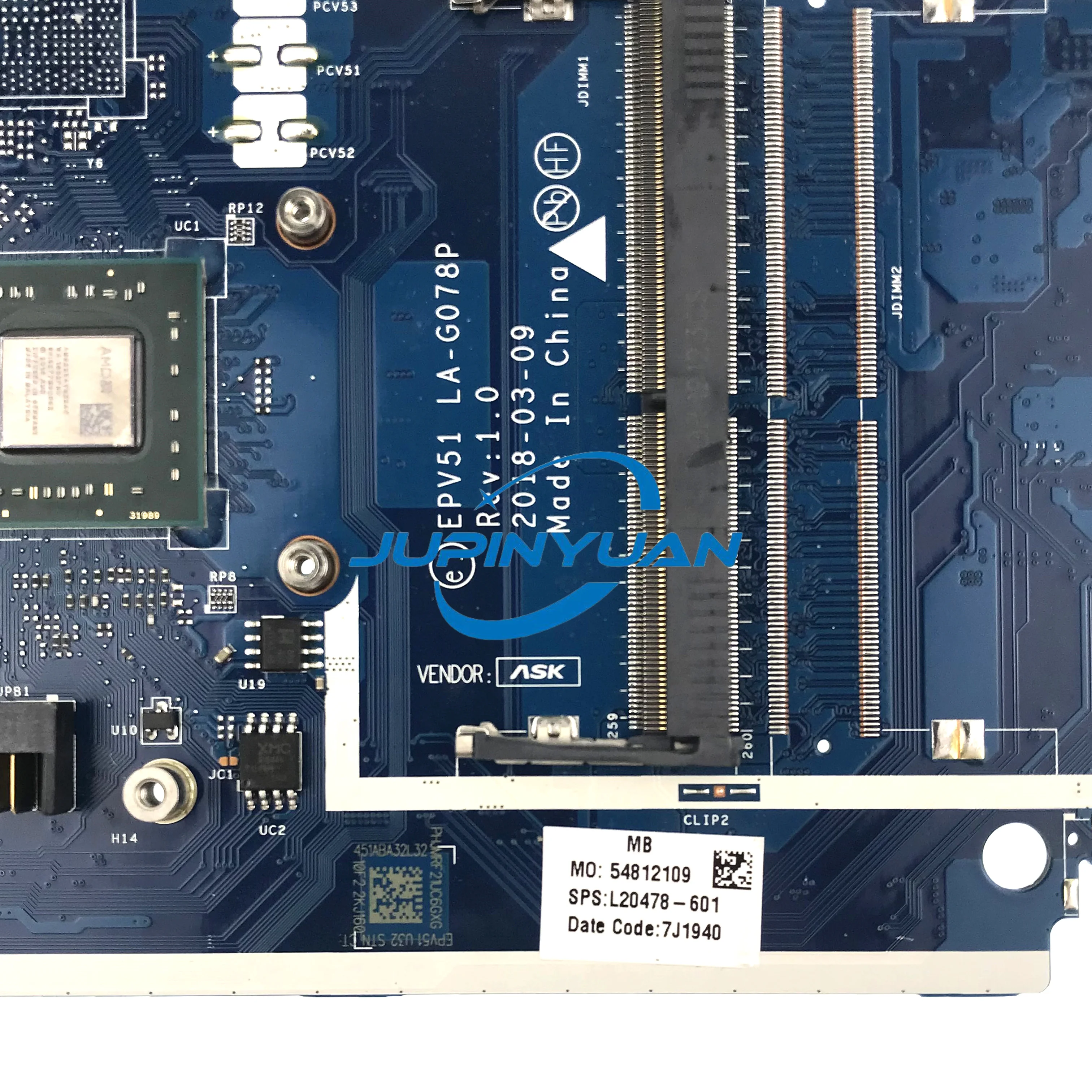 Mainboard para 15-DB, 15T-DB, 255 G7, EPV51