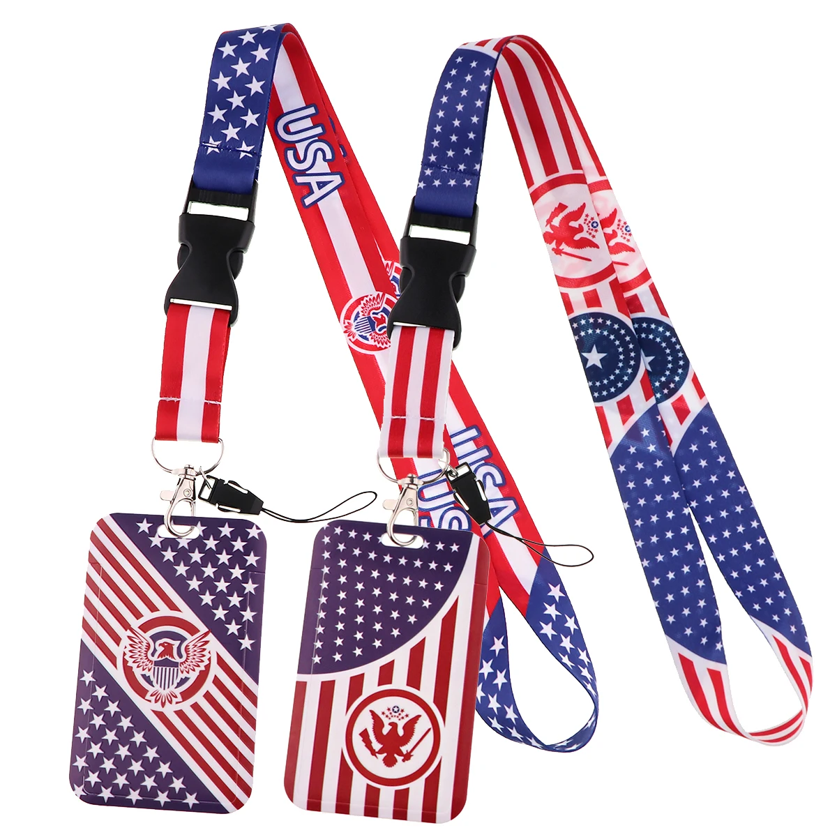 Stars And Stripes Buckle Style Lanyards Key Neck Strap Lanyards ID