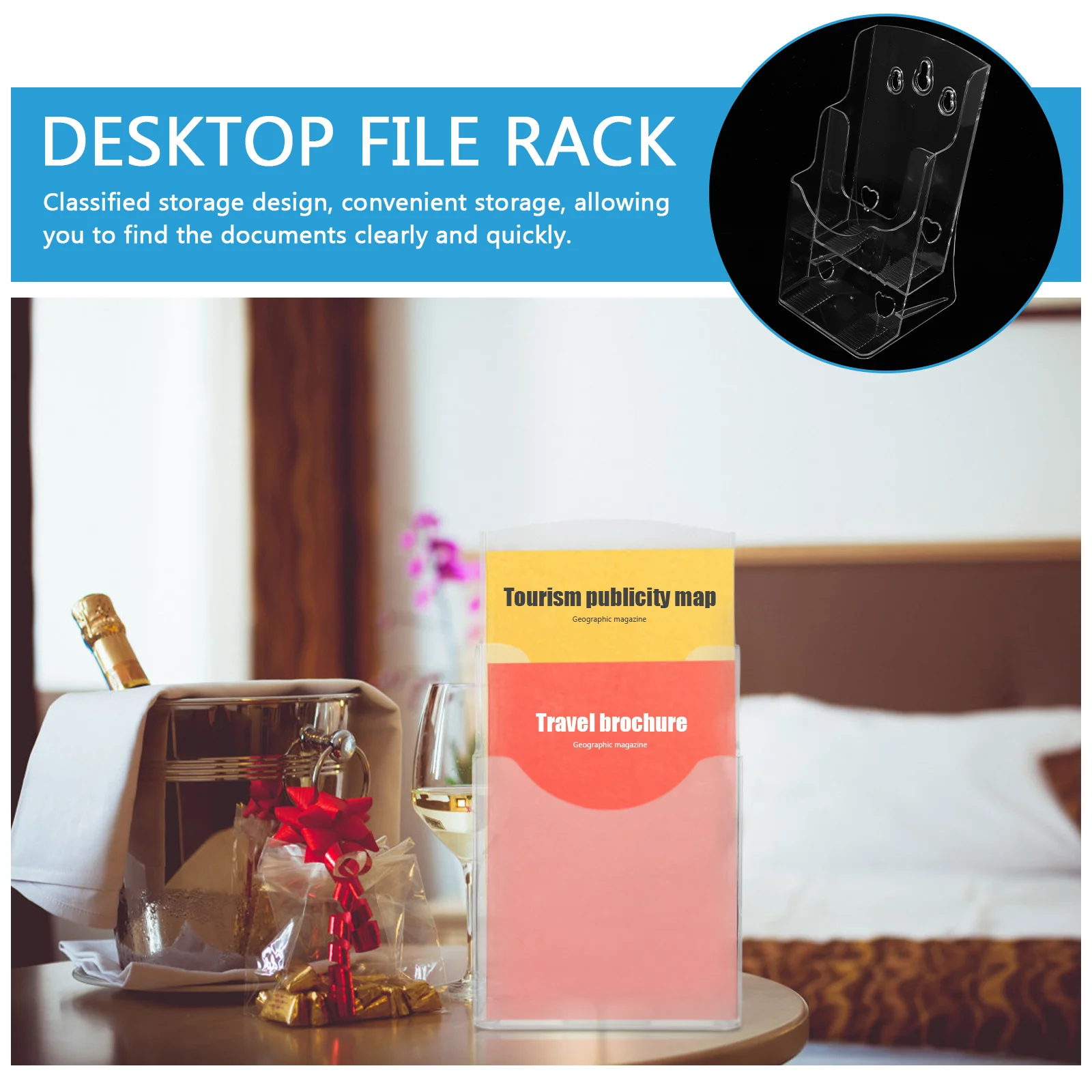 Files Rack Wall Mounted File Holder For Desk Tabletop Flyer Brochure Document Stand Desktop Mounted