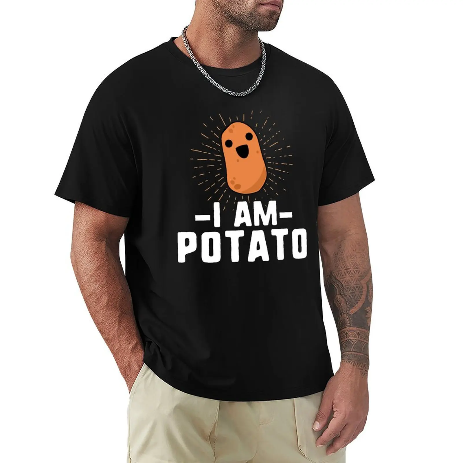 

I-Am-Potato-Funny-Potato- T-shirt vintage quick-drying plain white t shirts men