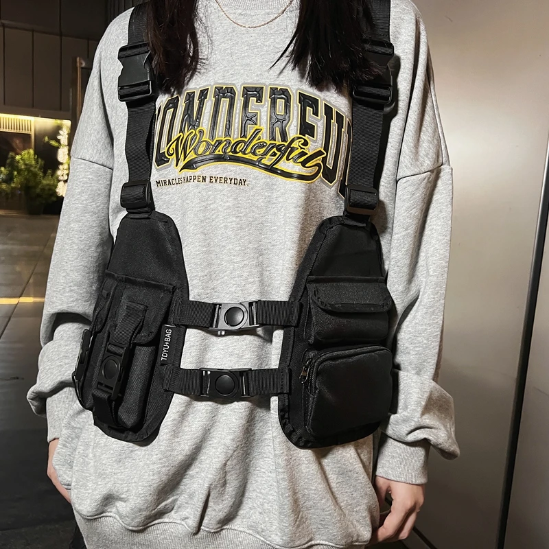 Functional Tactical Chest Bag Hip Hop Woman Streetwear Bag Waistcoat Backpack Waist Pack Unisex Chest Rig Bag Sports Vest Pocket