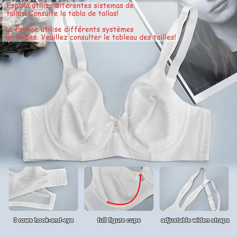 SaDiao Reggiseno da donna con ferretto non imbottito in pizzo floreale