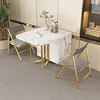 Movable Folding Dining Table with Storage Rack and 2 Drawers Extendable Versatile Kitchen Table and Metal Folding Dining Chairs 2
