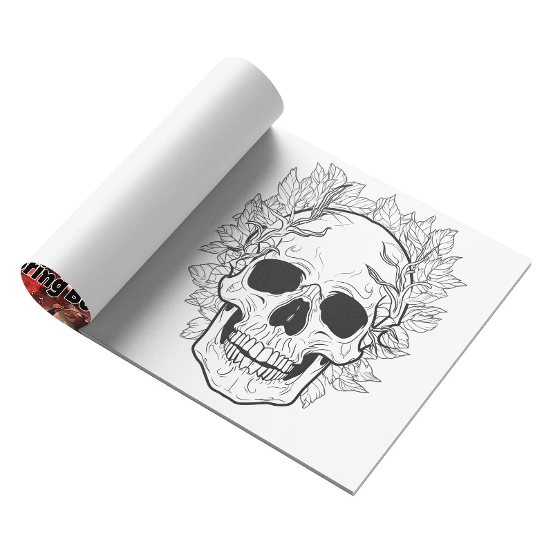 A Bold and Simple Decompression Creative Skeleton Pattern Coloring Book Featuring Rose Skeletons and Birds 5