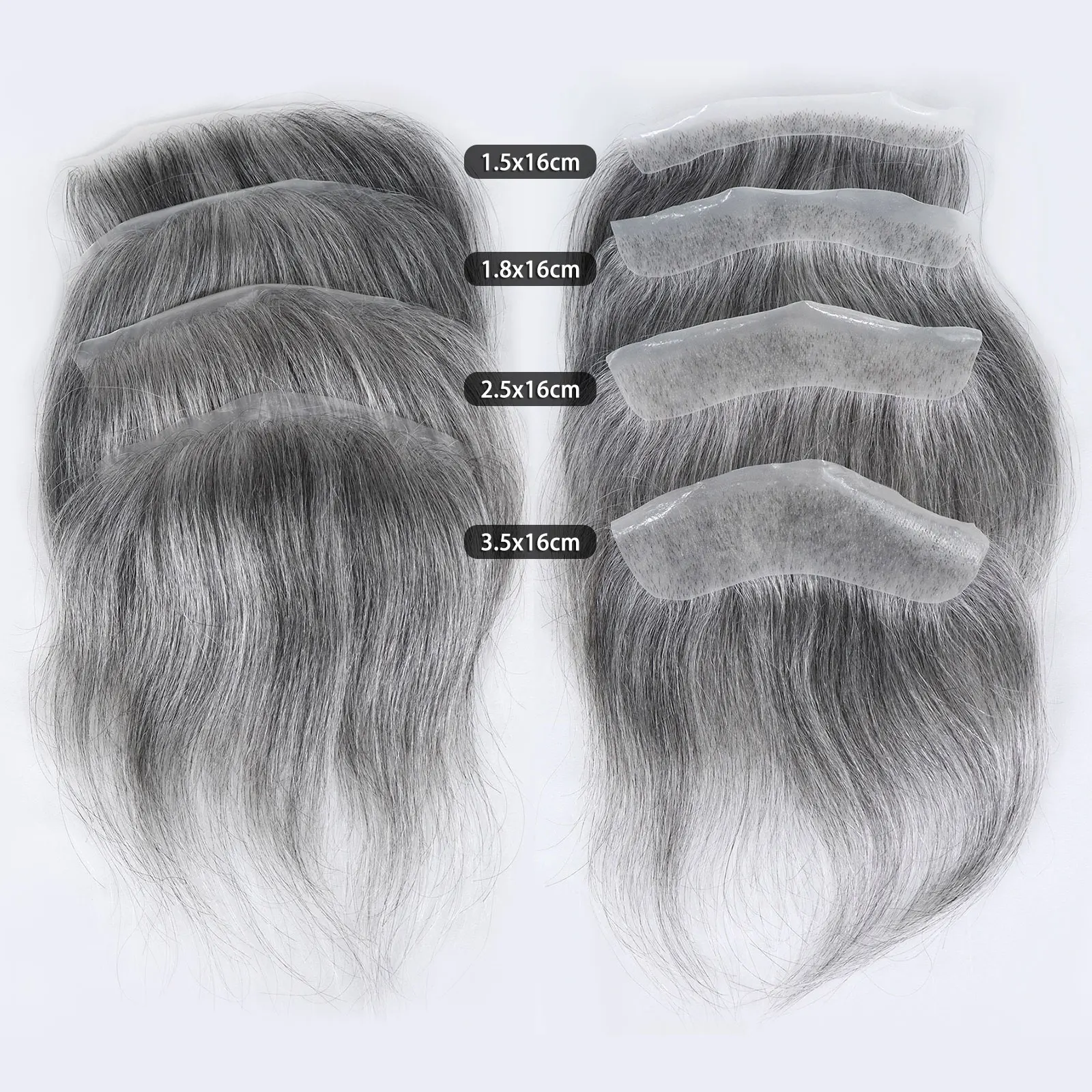 Grey Human Hairline Men's Lace Frontal Wig 1B60 Straight Hair V Style Frontal 0.06mm Ultra Thin Skin PU Capillary Prosthesis