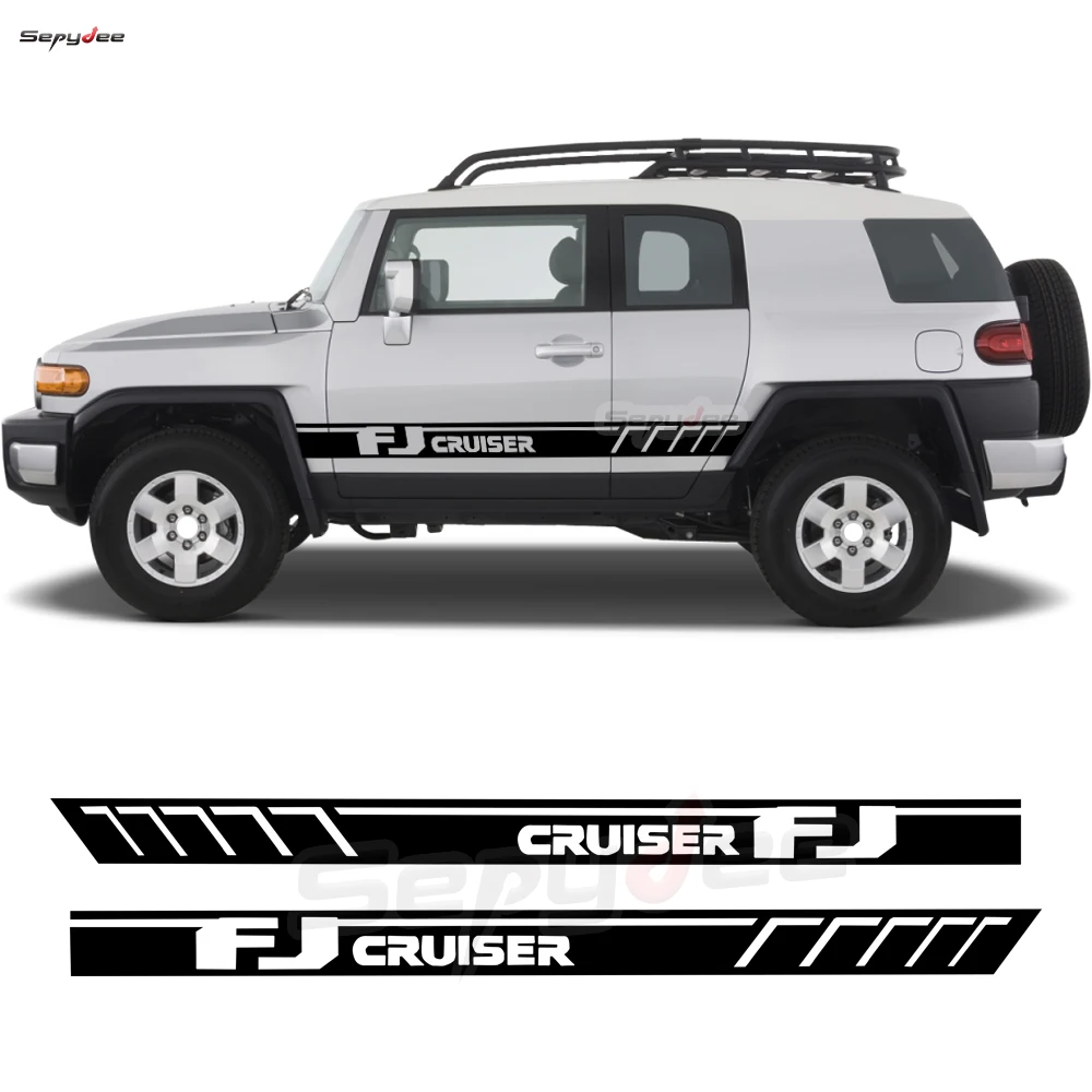 2pcs Door Side Skirt Stripes Sticker Rocket Panel Body Decor Graphics