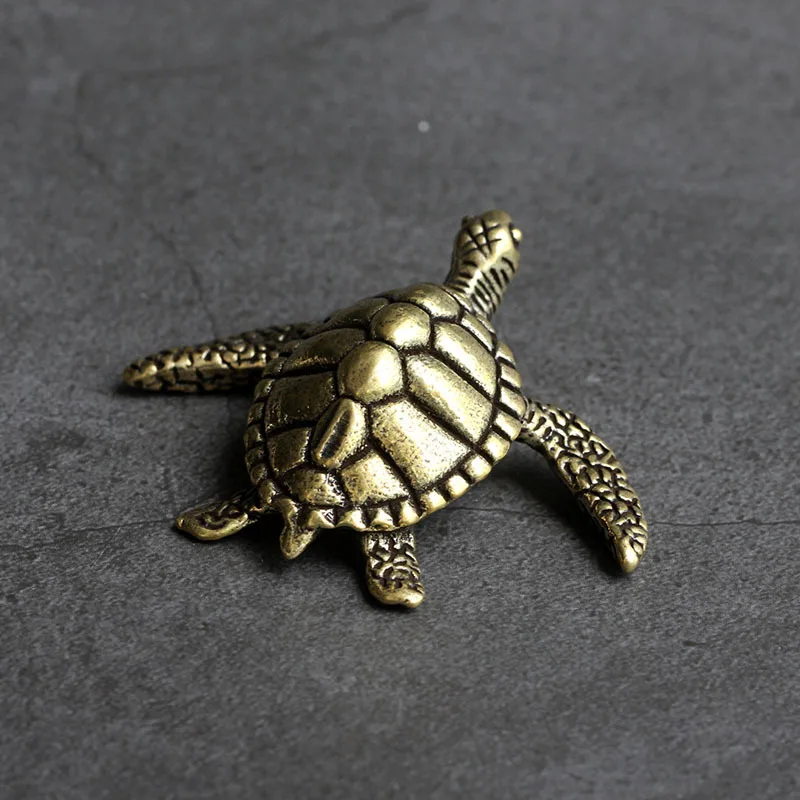 

Brass Mini Longevity Sea Turtle Statue Figurines Sculpture Ornaments Collectibles of Good Health Good Lucky for Long Life