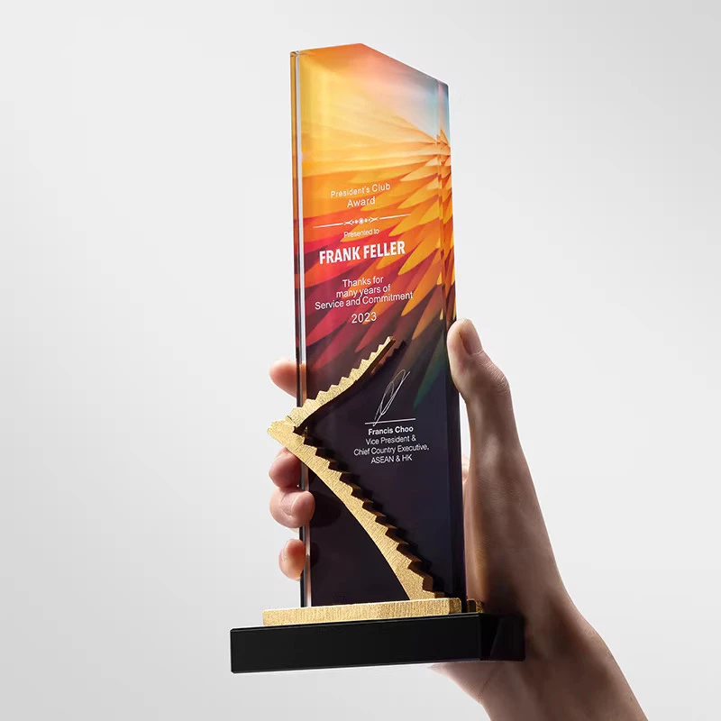 Customized Crystal Trophy, Color Printing Prize Sports Annual Meeting Awards Outstanding Employee Souvenir, Home Decoration, 1Pc